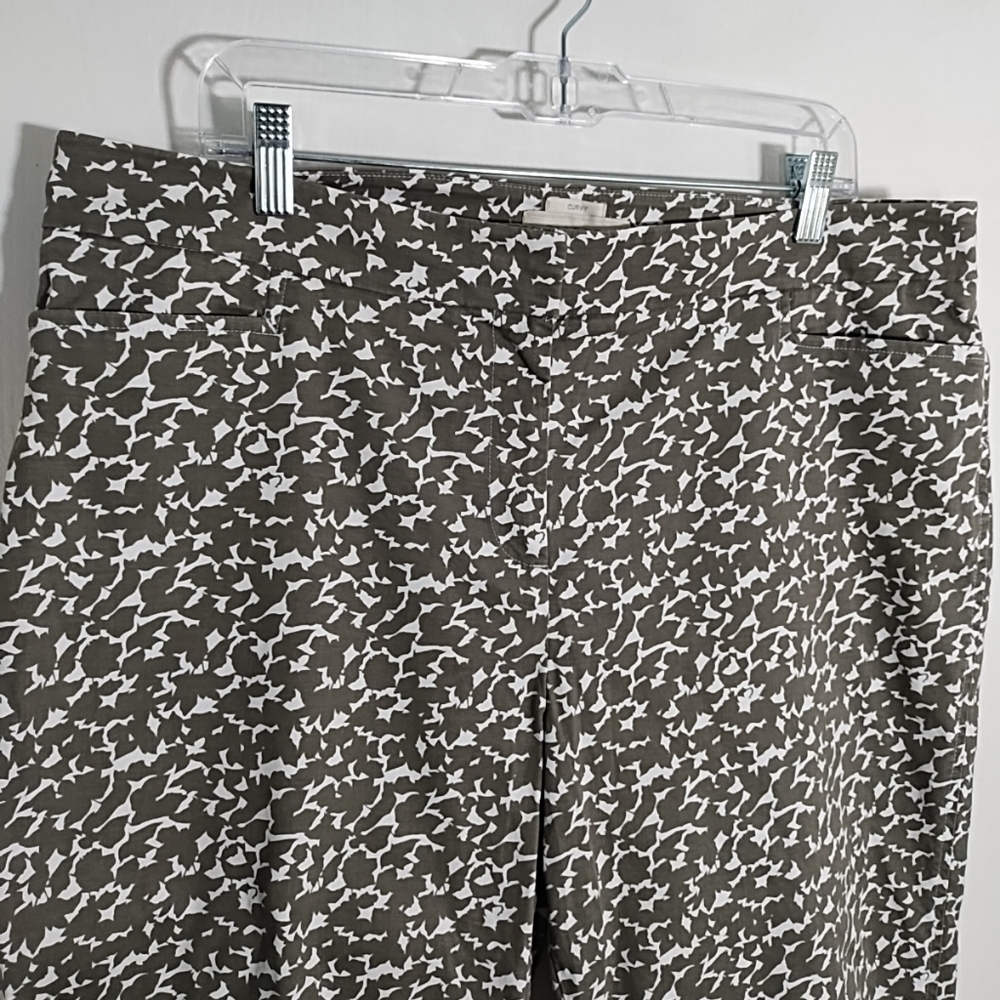 Talbots Curvy 16 Crop Capri Pants Trousers Olive Green & White Pockets Stretch - Picture 3 of 11